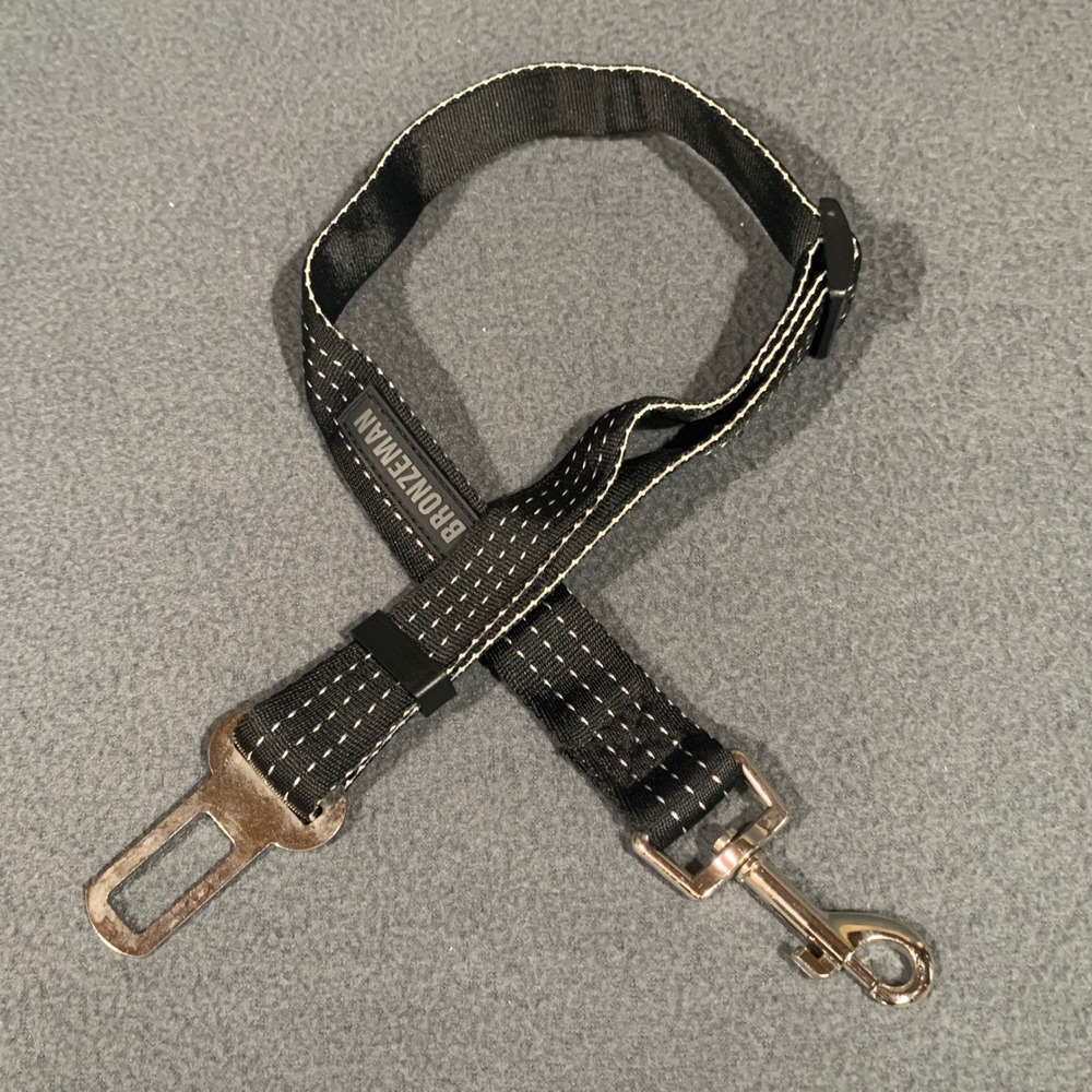 Bronzeman Dog Pet Car Seat Belt Safety Lead Vehicle Restraint Black Reflective